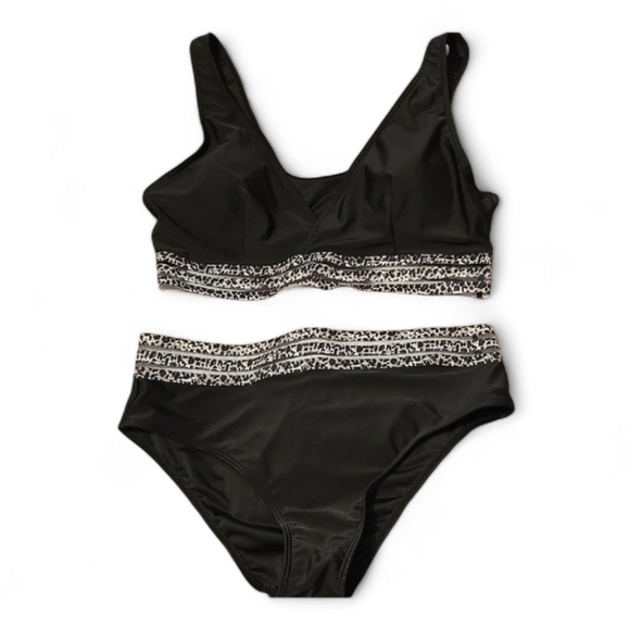 Other - Stylish Black Women's 2 Piece Bikini High Waisted Leopard Print Waist Clean !